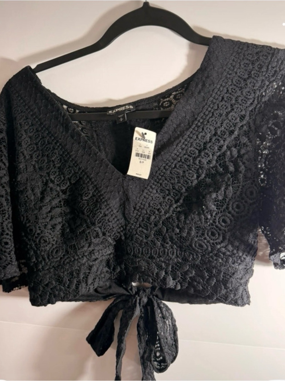 Express Black Lace Tie-Front Camisole
